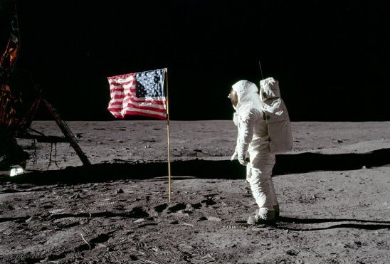 Aldrin saluting the flag