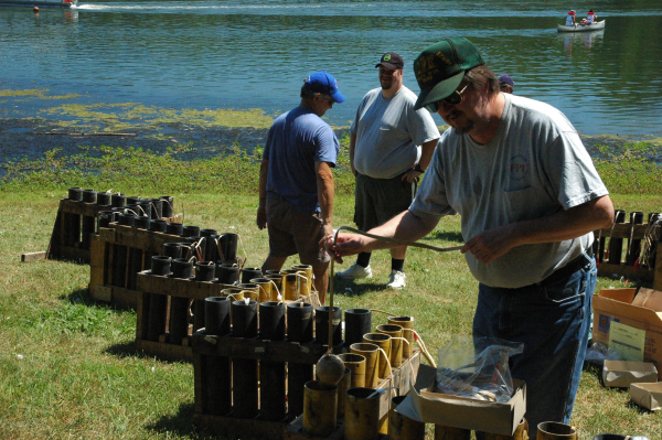 Dave Taverner loading fireworks