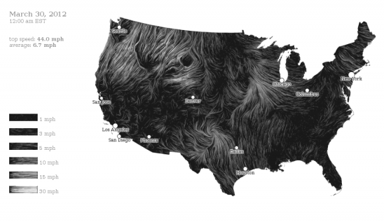 Wind map of the U.S.