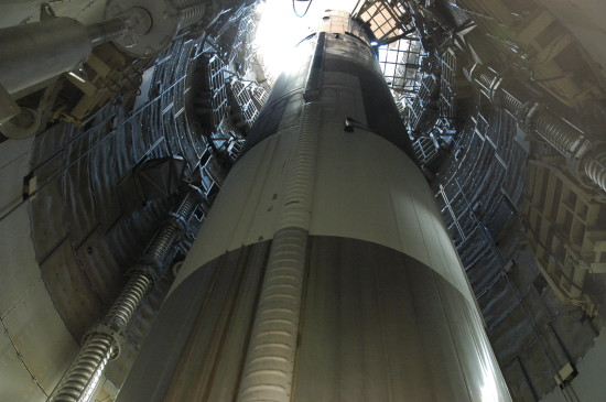 Looking up the silo at the Titan missile.