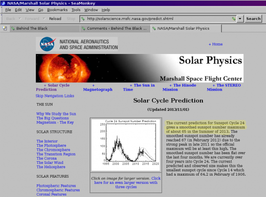 November prediction by Marshall solar scientists