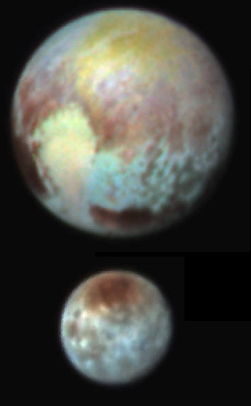 Pluto and Charon in false color