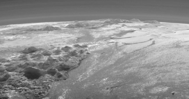 Mountains and glaciers on Pluto
