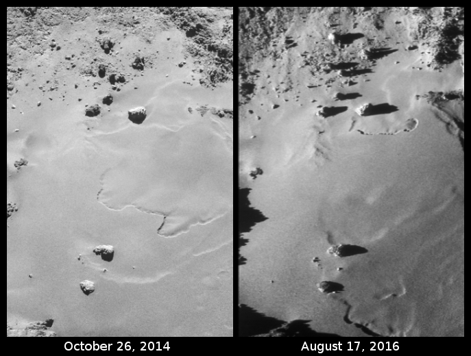 Changes on Imhotep on Comet 67P