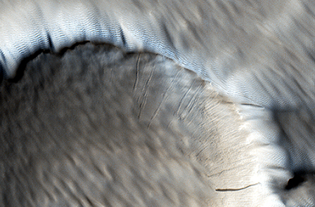 sharp features on crater rim