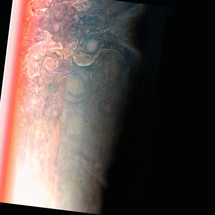 Animation of Jupiter's south pole storms