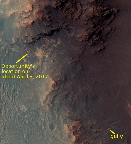 Opportunity's travels through April 8, 2017