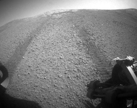 Looking back at Opportunity's tracks in Perseverance Valley