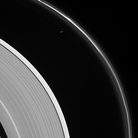 Looking down at Saturn's rings