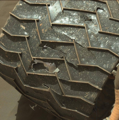One of Curiosity's wheels, sol 1798