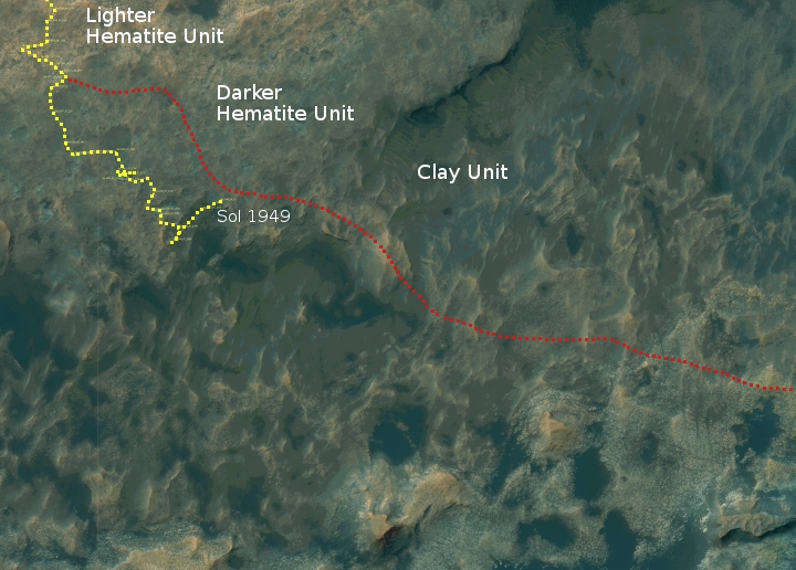 Curiosity's travels as of Sol 1949