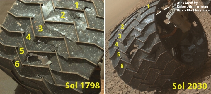 Curiosity wheel damage since September 2017