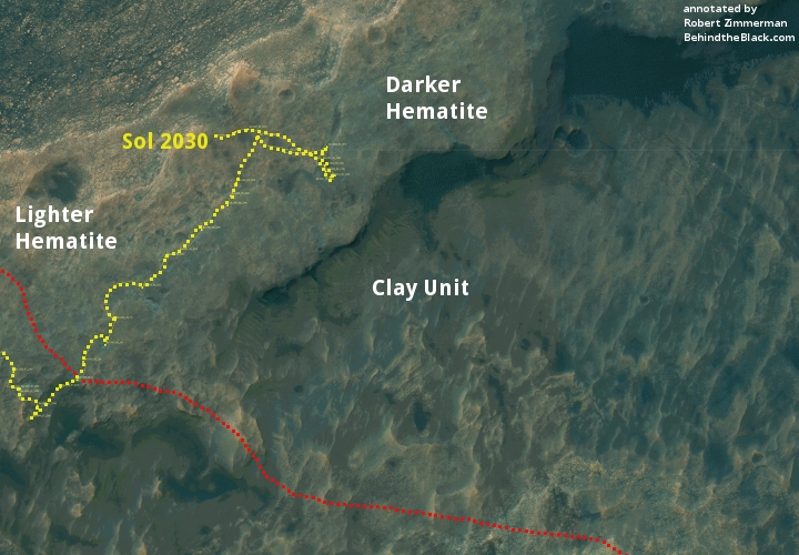 Curiosity's traverse map, Sol 2030