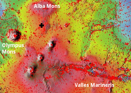 The volcano region of Mars
