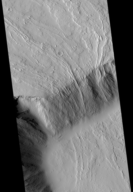 Lava flows off of Olympus Mons