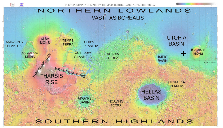 Global Mars with pit location shown