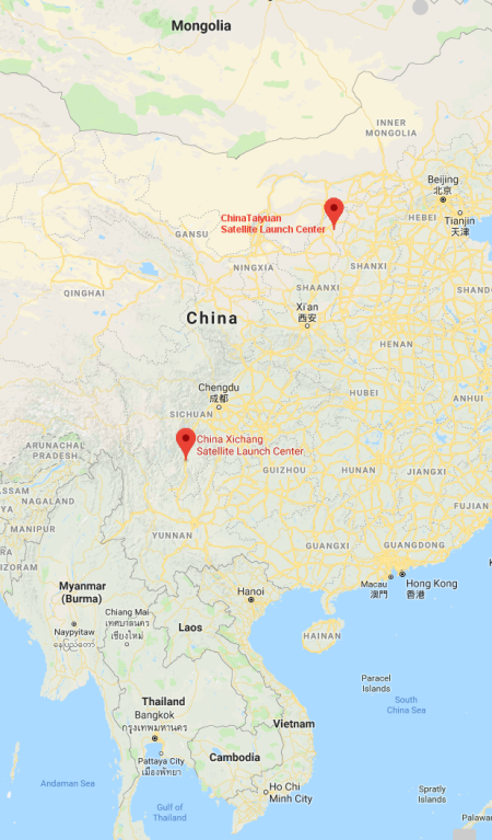 Locations of two of China's launchsites