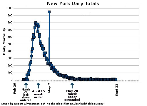 New York's daily mortality for COVID-19