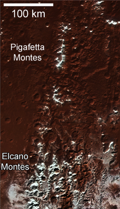 Pluto's white-capped mountains