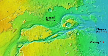 Overview map of lower section of Kasei Valles