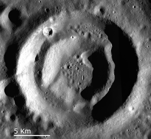 A donut crater on the Moon