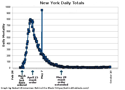Daily mortality from COVID-19 in New York