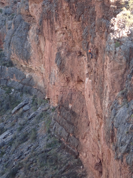 Bob Zimmerman on rappel in the Grand Canyon