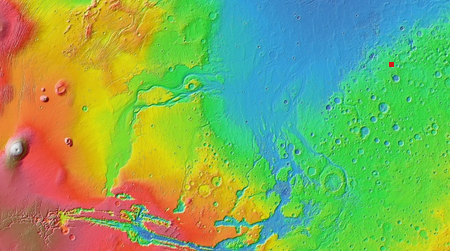 Overview map showing mud crack location on Mars