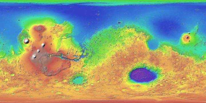 MRO topography map of Mars