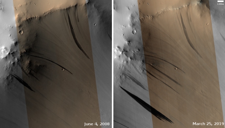 slope streaks at the top of the transition zone