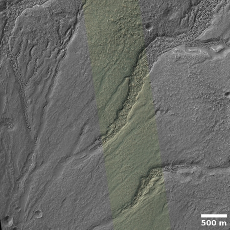 drainage networks in floor of crater