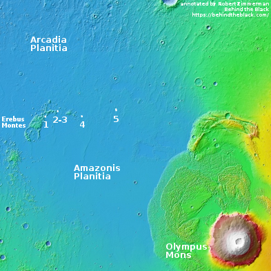 Candidate landing sites for SpaceX's Starship