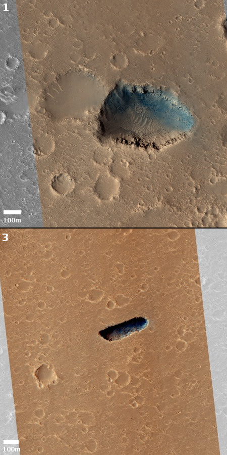 New pits in Hephaestus Planitia
