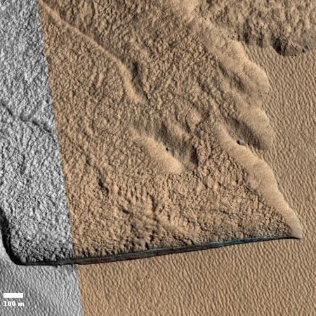 Ice scarp in Milankovic Crater