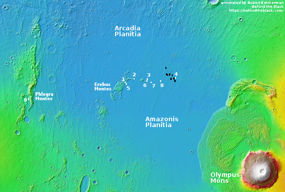 All locations photographed of the candidate landing region for SpaceX's planned Mars missions