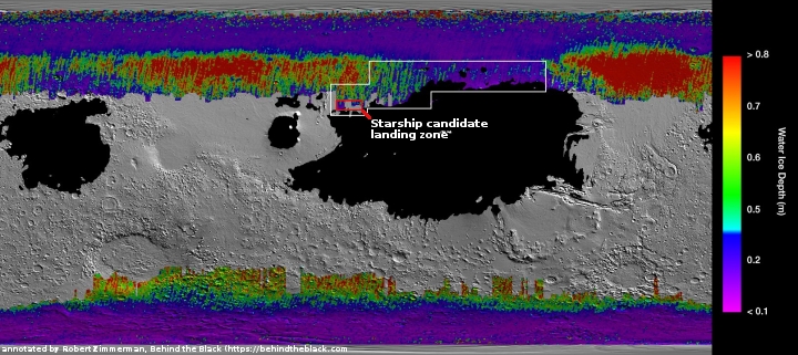 Annotated water ice map of Mars