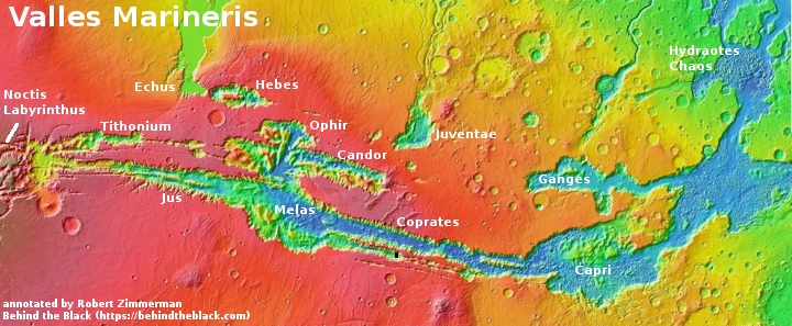 Map of Valles Marineris