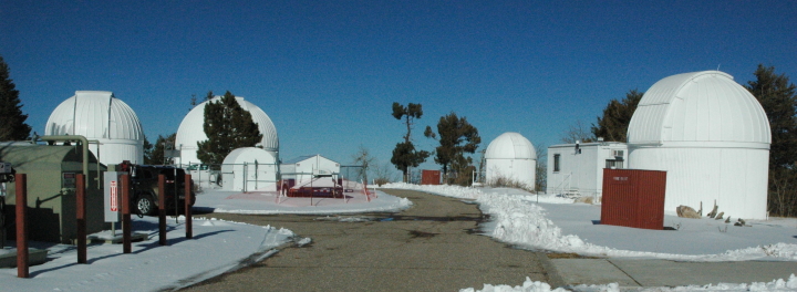 The main cluster of telescopes, on Mount Lemmon