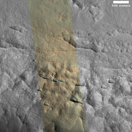 Indistinct ice scarps in crater