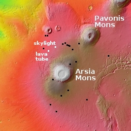 Overview map of Arsia Mons pits