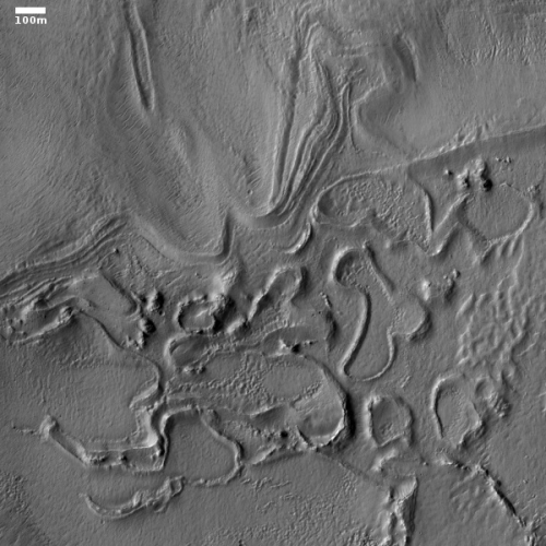glacial features in depression on Mars