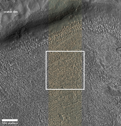 Knobby floor of southern crater