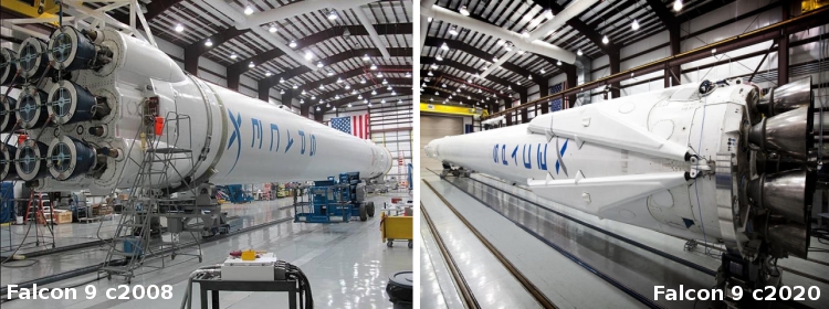 Comparing the early Falcon 9 to its modern version