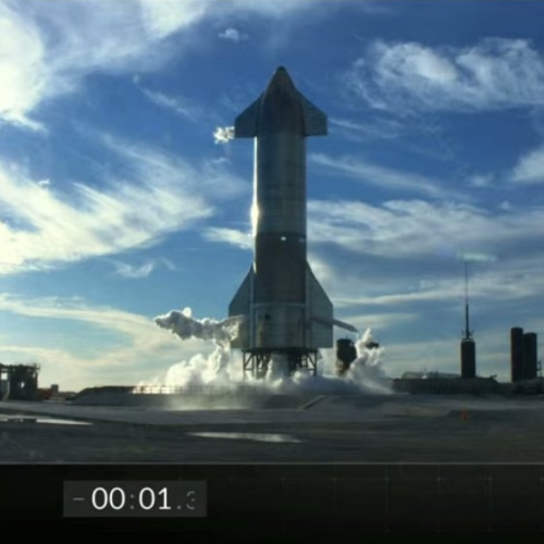 Starship at T-1 second on launch pad