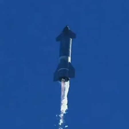 Starship about 2 minutes into its flight