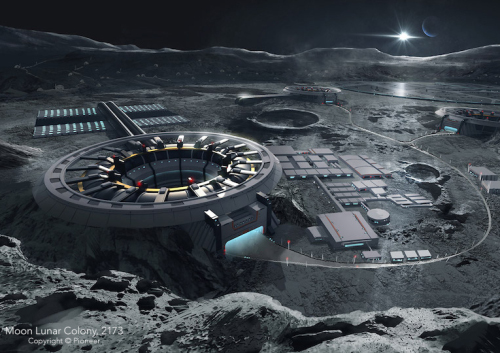 A United Lunar Moon base, c2173.