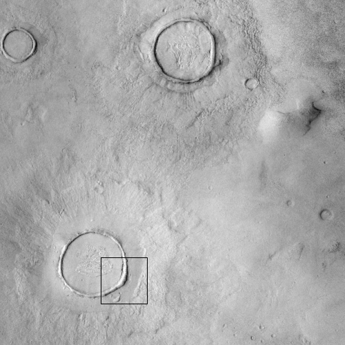 Wider view showing entire crater as well as other nearby similar craters