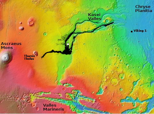 Kasei Valles lava river overview map