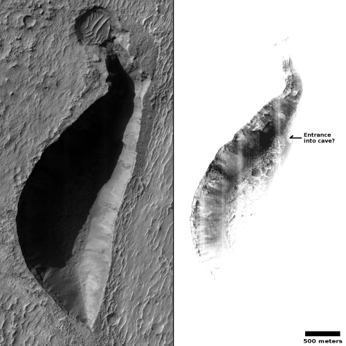 Hole in crater floor