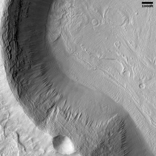 High resolution image of peanut-shaped crater